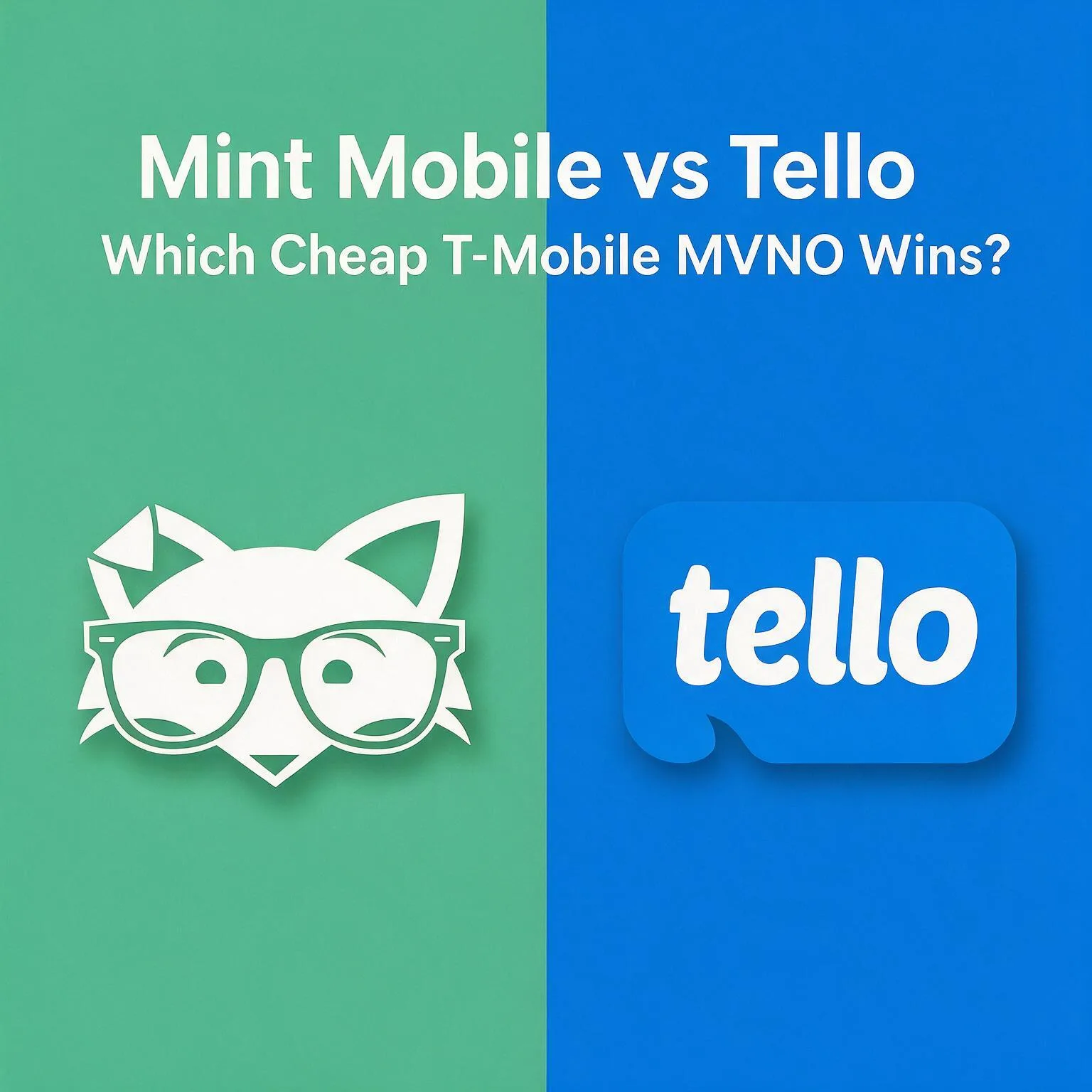 Two phones side by side showing Mint and Tello plan screens